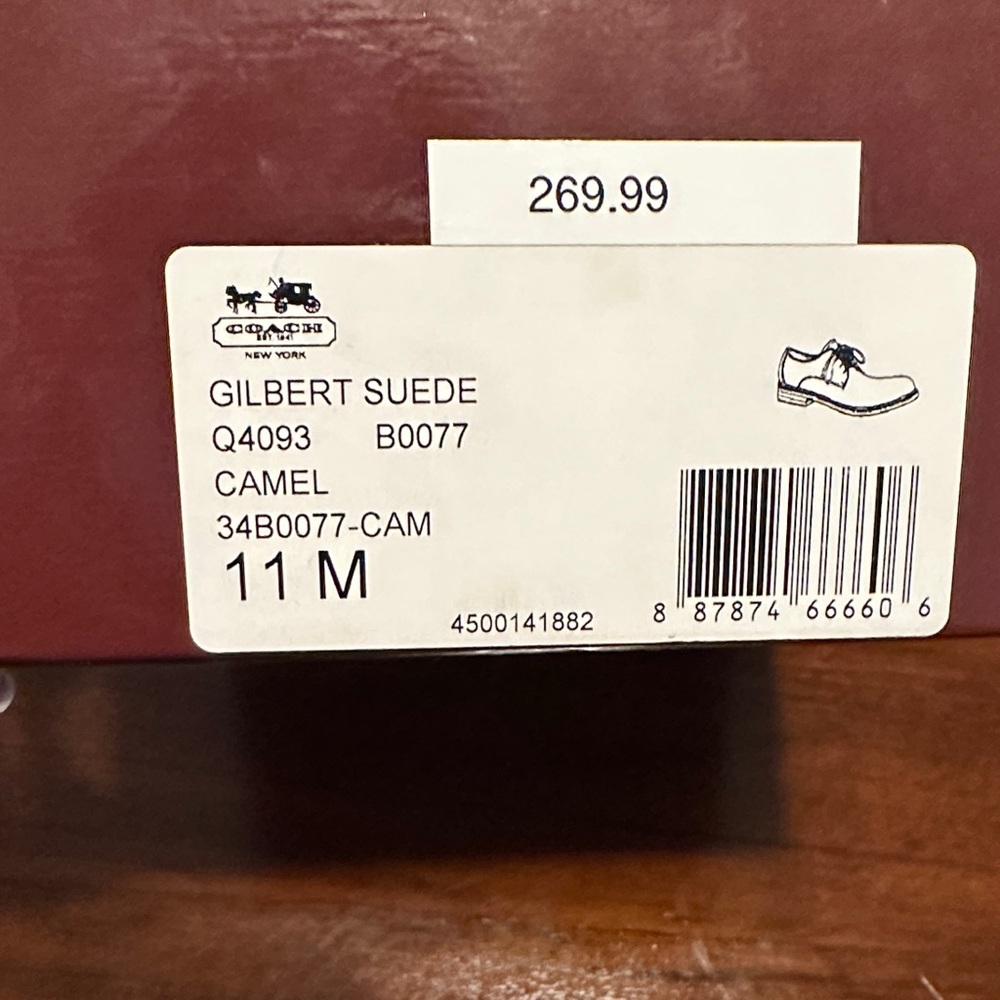 Coach Men's Taupe Suede Oxfords - Picture 13 of 13